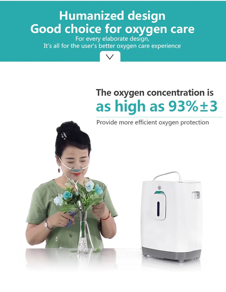 Home Use Low Noise Small Oxygen Concentrator 1-7L/min Adjustable Continuous Flow